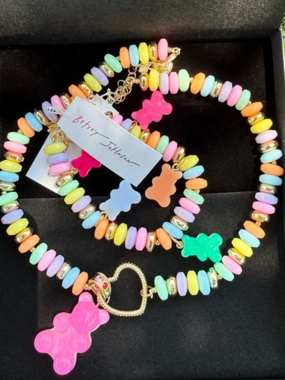 Betsey Johnson Gummy Bear Candy Pastel Beaded Necklace And Bracelet Bnwt